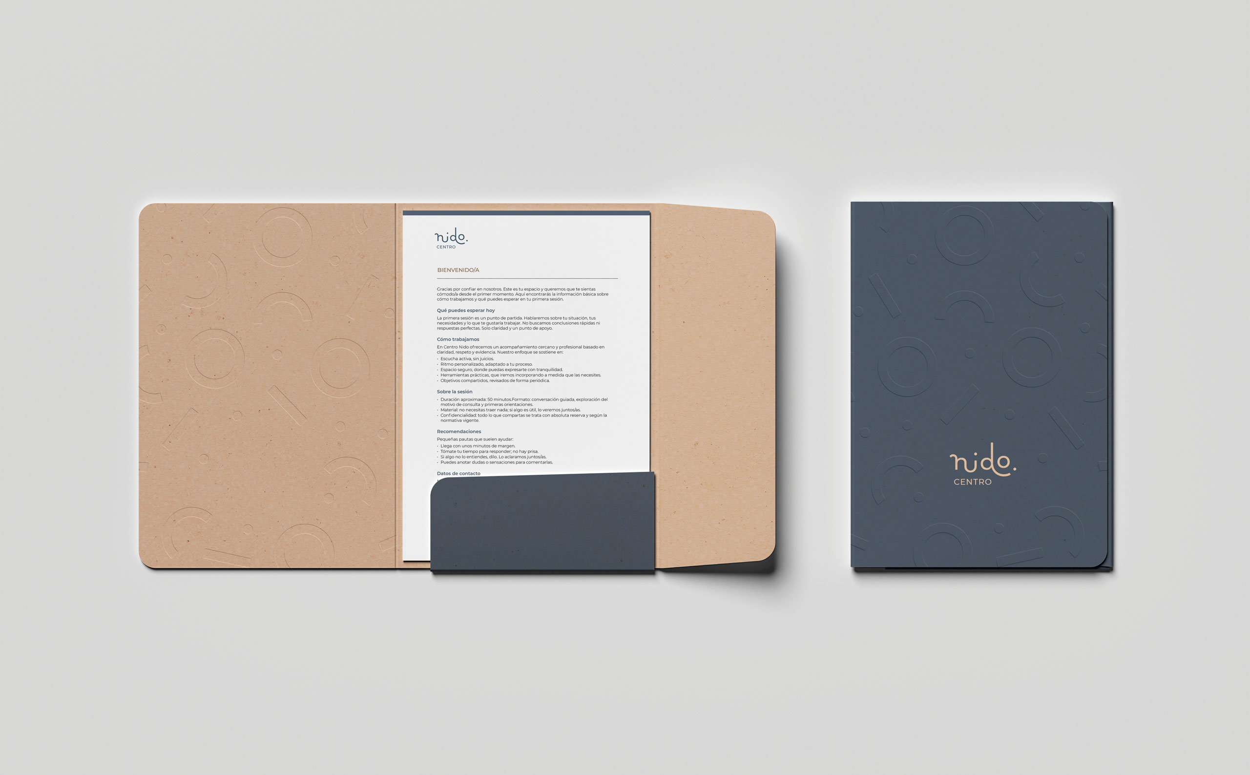 Papelería corporativa de Centro Nido