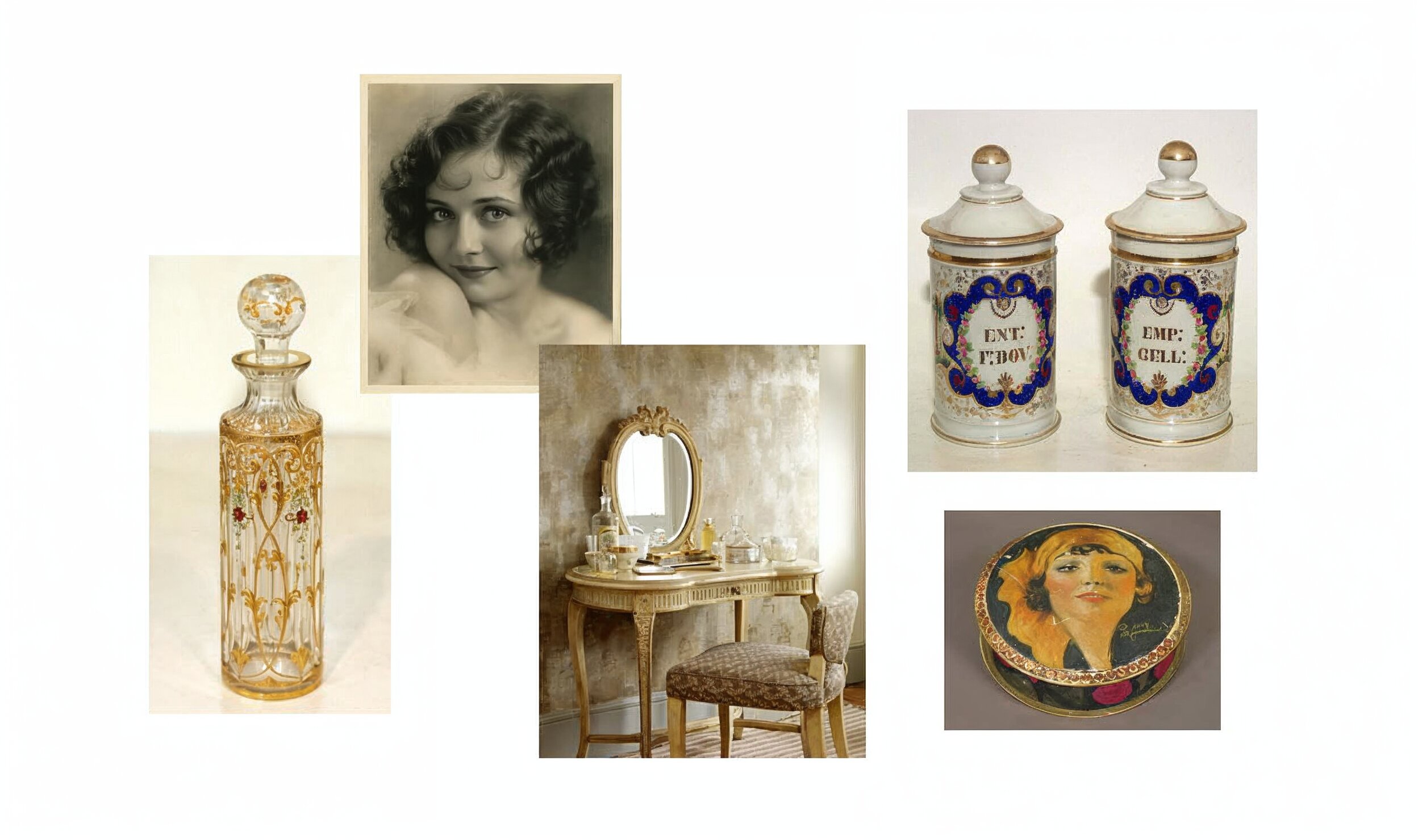 Moodboard del proyecto de identidad visual y packaging de Cosméticos Carmela