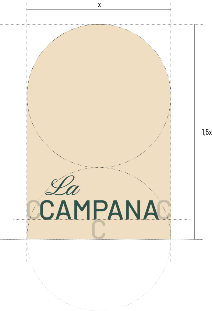 Construcción del logotipo compuesto para la identidad visual del hostal La Campana en Toledo