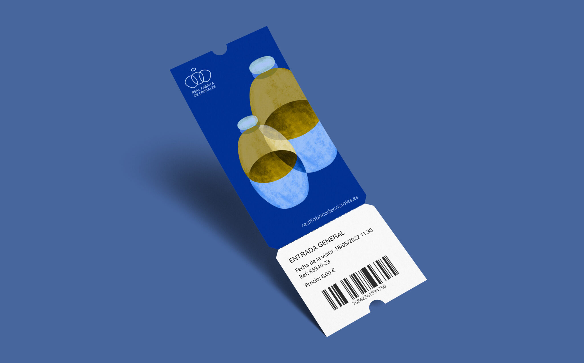 Aplicación de la identidad visual en el ticket del museo de la Real Fábrica de Cristales