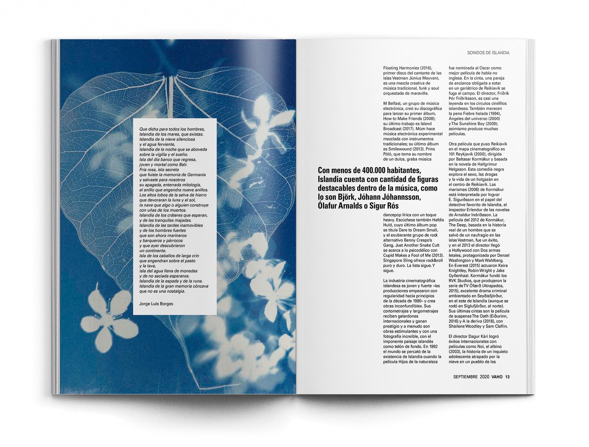 Páginas interiores de reportaje de la revista Vaho