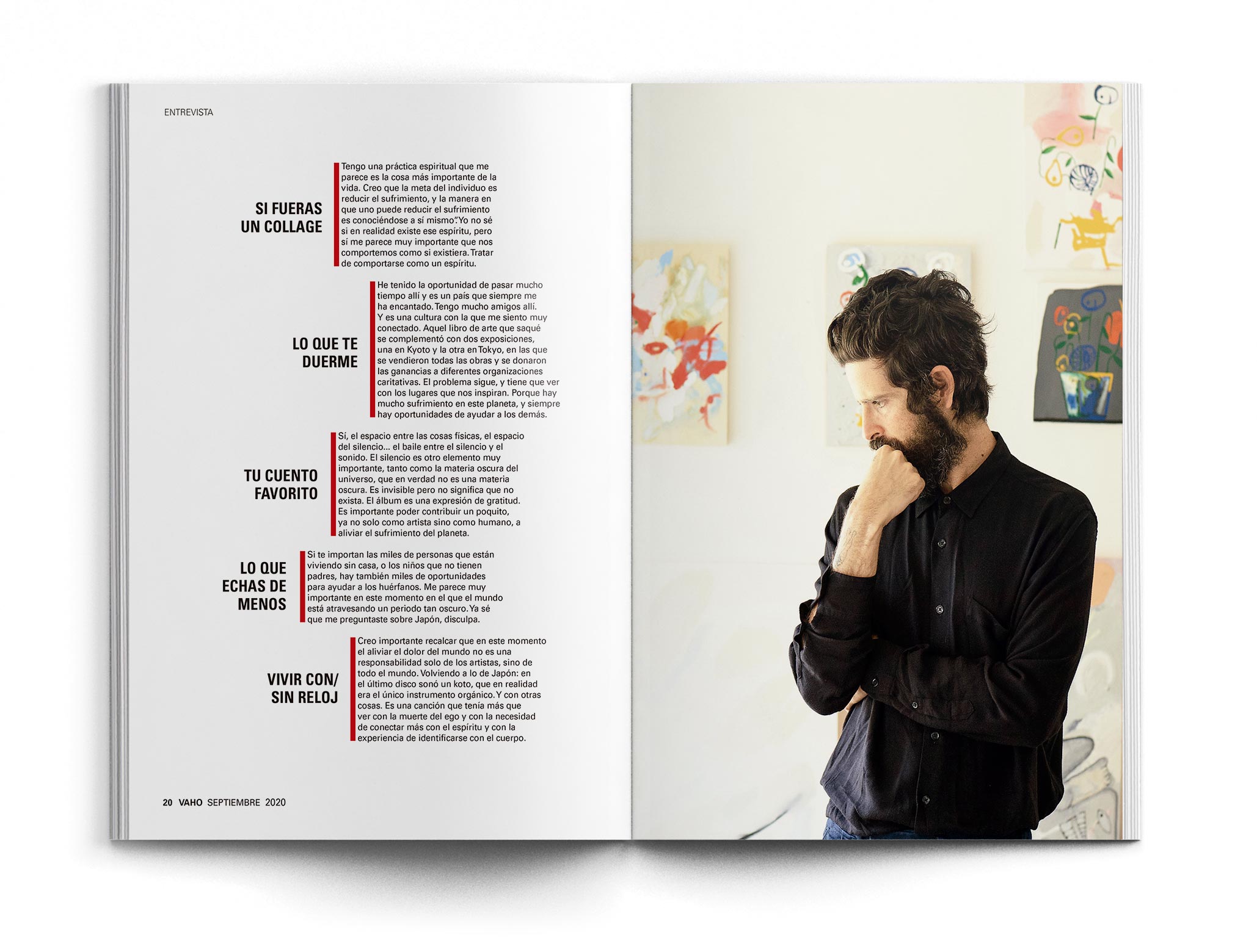 Página interior de la entrevista a Devendra Banhart de la revista Vaho
