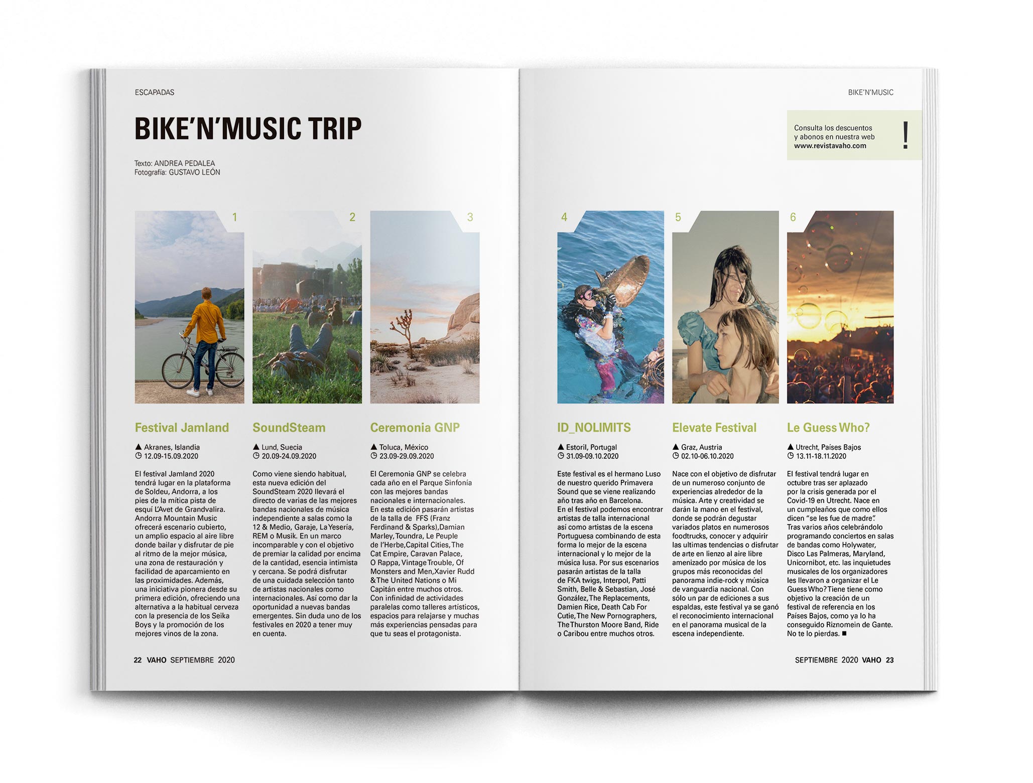 Páginas sobre festivales de la revista Vaho